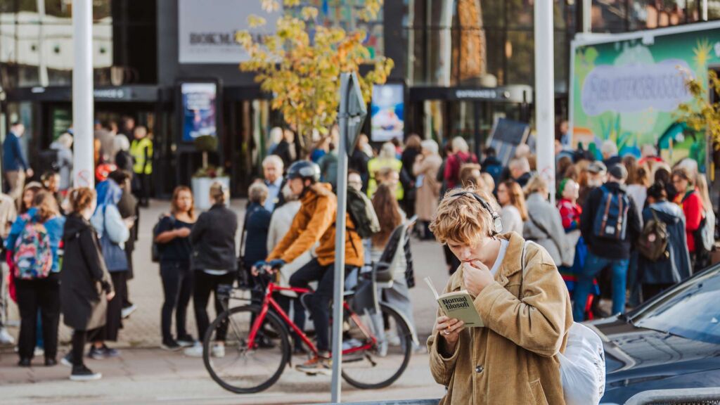 person reading outside